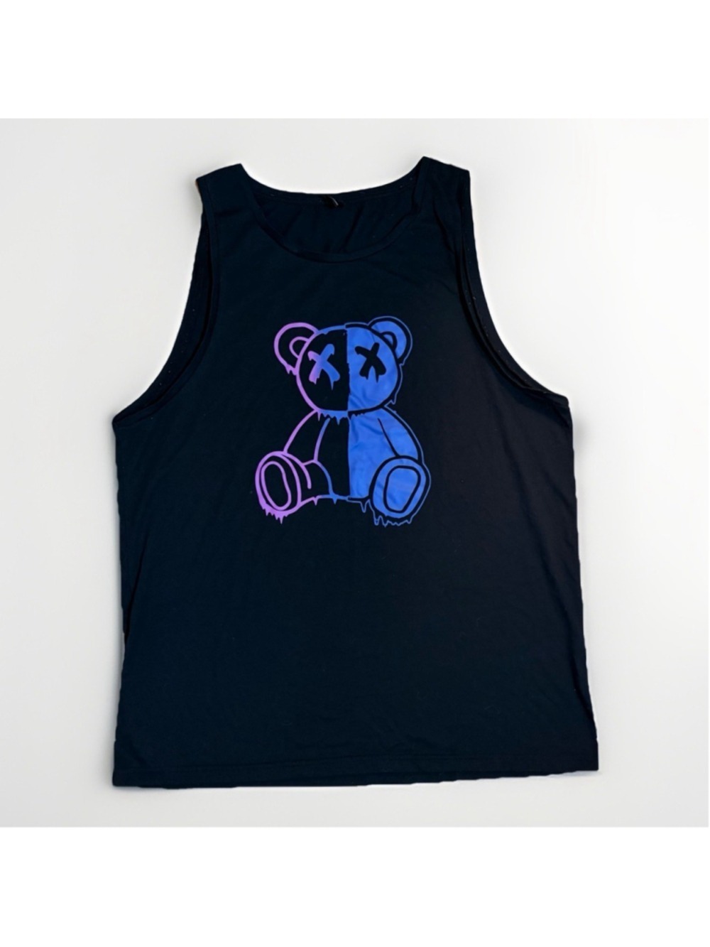 3 for $20 ✨ SHEIN Black Cartoon Bear X-Eyes Graphic Tank Top - Size Large